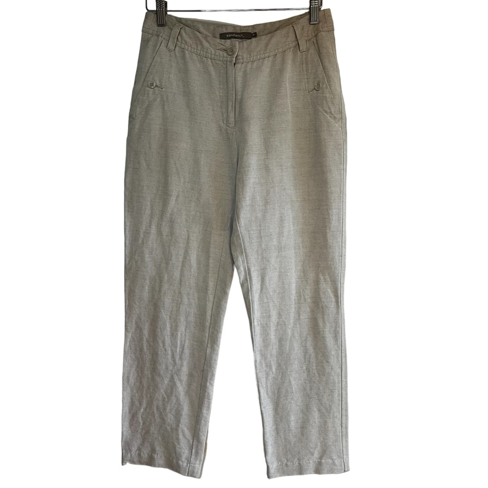 Anthropologie Sandwich cropped linen pants in oatmeal size S excellent condition